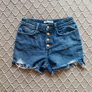 Zara Cutoff Shorts Size 4 Denim Jean Shorts Distressed Raw Hem